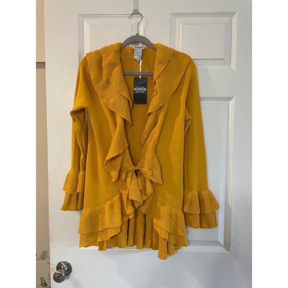 NWT Monroe & Main size medium ruffle tie front cardigan - Picture 1 of 10